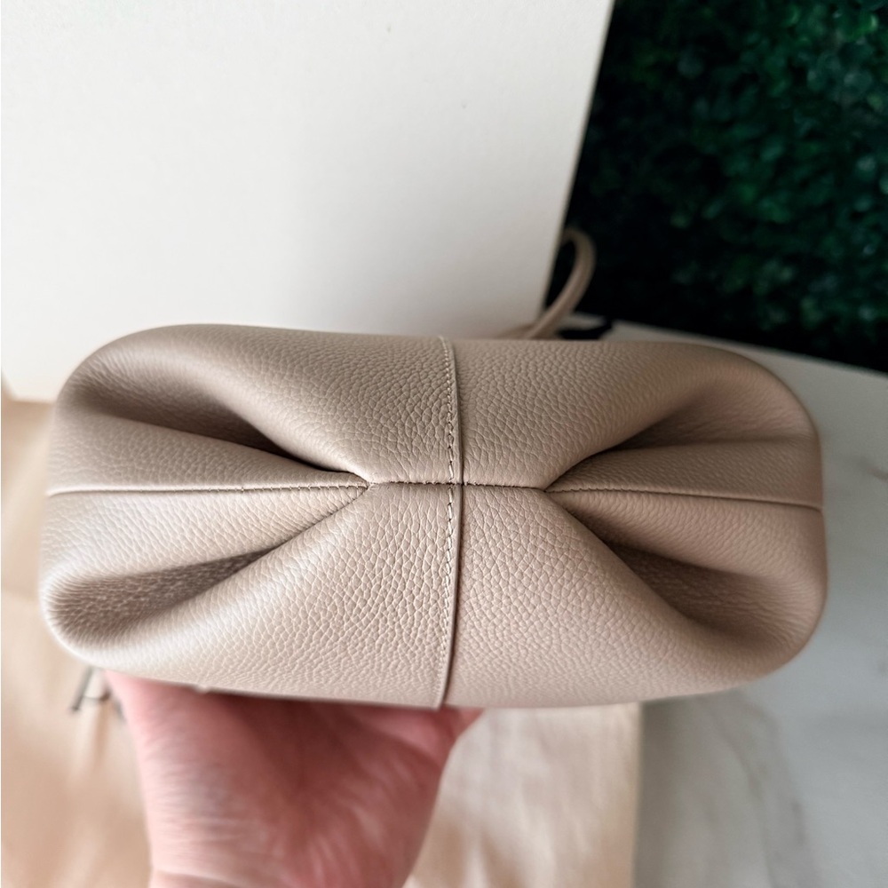 Polène Taupe Knot-Top Pebbled Leather Crossbody - Picture 7 of 9